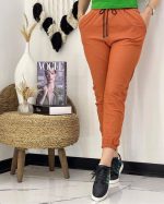 شلوار زنانه و دخترانه کتان کش فری سایز آجری