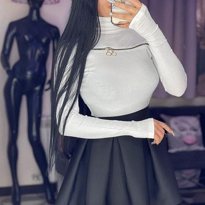 بادی زنانه و دخترانه زیپ کج رنگ سفید