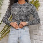 بادی زنانه و دخترانه آستین بلند طرح دار راه راه ریز