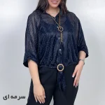 شومیز شیشه ای نگین دار مدل گره ای - Image 2