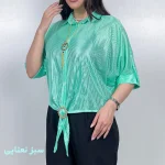شومیز شیشه ای نگین دار مدل گره ای - Image 4