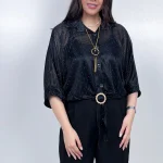 شومیز شیشه ای نگین دار مدل گره ای - Image 5