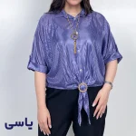 شومیز شیشه ای نگین دار مدل گره ای - Image 6