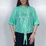 شومیز شیشه ای نگین دار مدل گره ای - Image 7