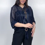 شومیز شیشه ای نگین دار مدل گره ای - Image 8